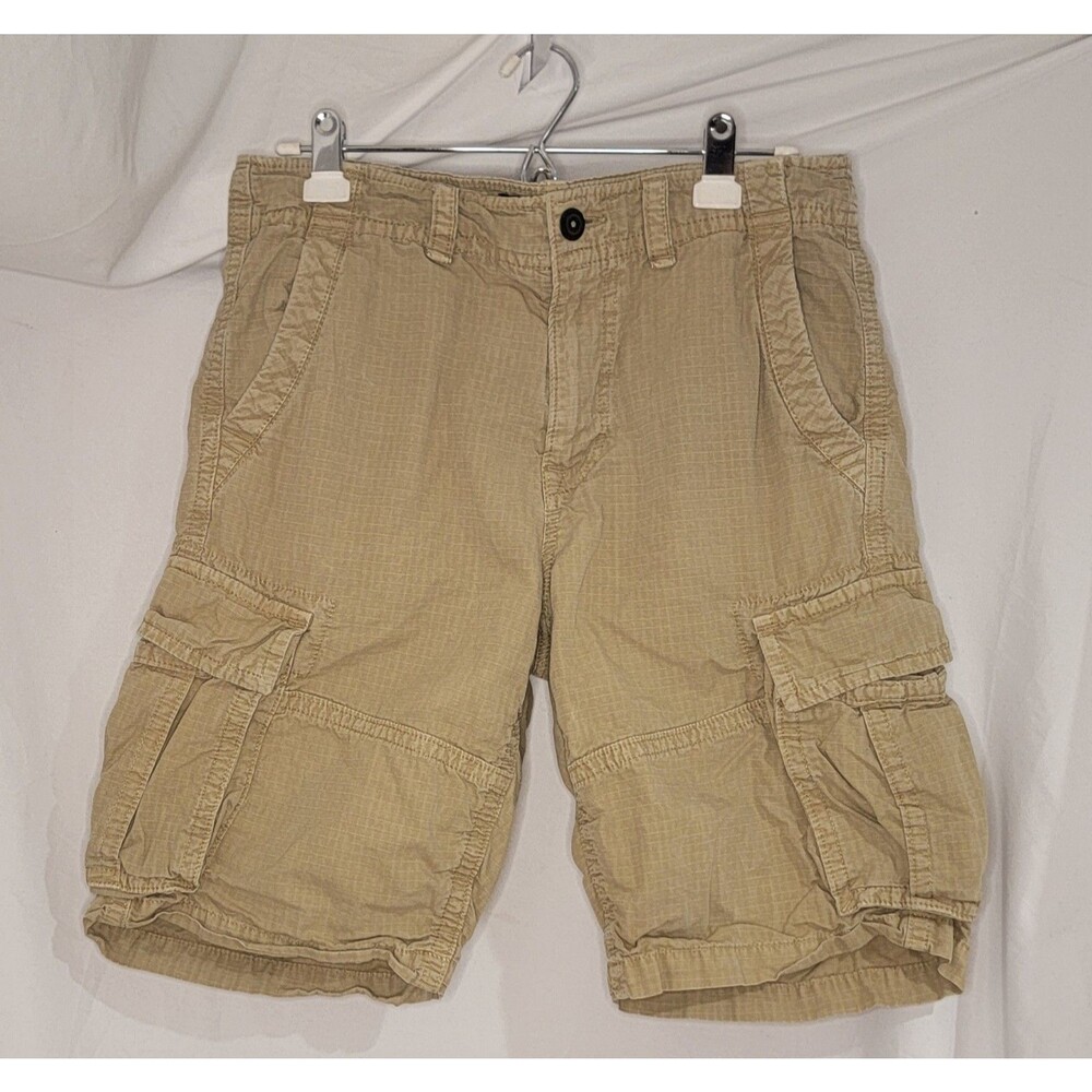 American Eagle Men’s 32 Brown Ripstop Cargo Shorts Long Inseam Outdoor Utility
